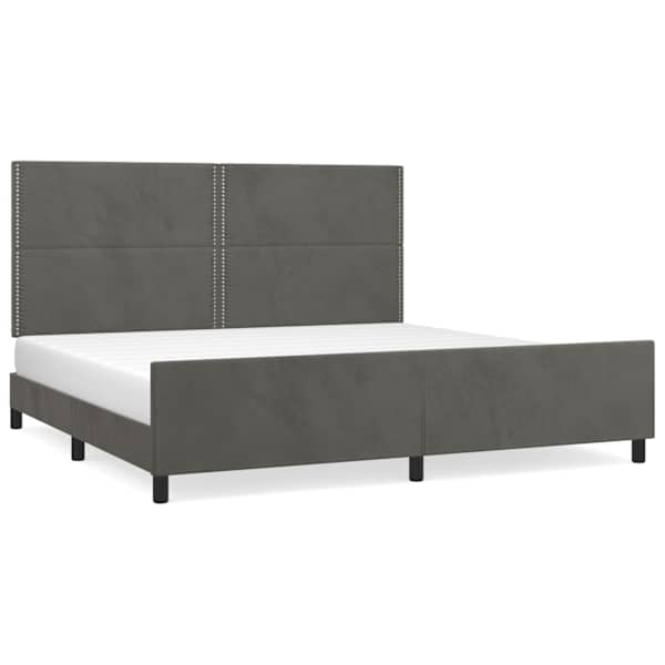 vidaXL voodiraam ilma madratsita, tumehall, 200 x 200 cm, samet