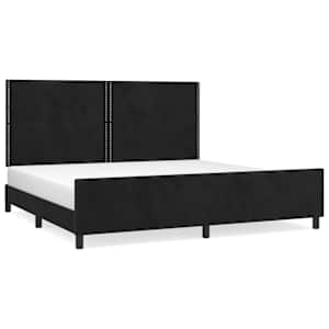 Rám postele bez matrace černý 200 x 200 cm samet - obrázek 2