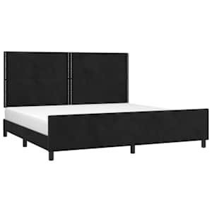 Rám postele bez matrace černý 200 x 200 cm samet - obrázek 3