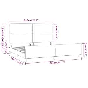 Rám postele bez matrace černý 200 x 200 cm samet - obrázek 14