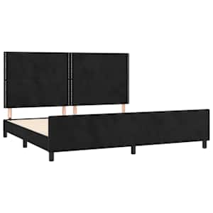 Rám postele bez matrace černý 200 x 200 cm samet - obrázek 4