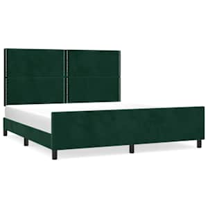 Rám postele bez matrace tmavě zelená 200 x 200 cm samet - obrázek 2