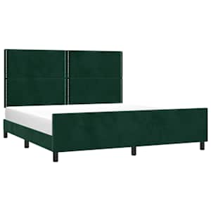 Rám postele bez matrace tmavě zelená 200 x 200 cm samet - obrázek 3