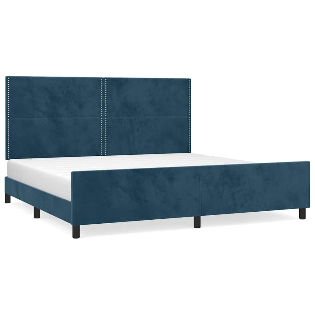 vidaXL Posteljni okvir brez vzmetnice temno moder 200x200 cm žamet-image-8720287442110