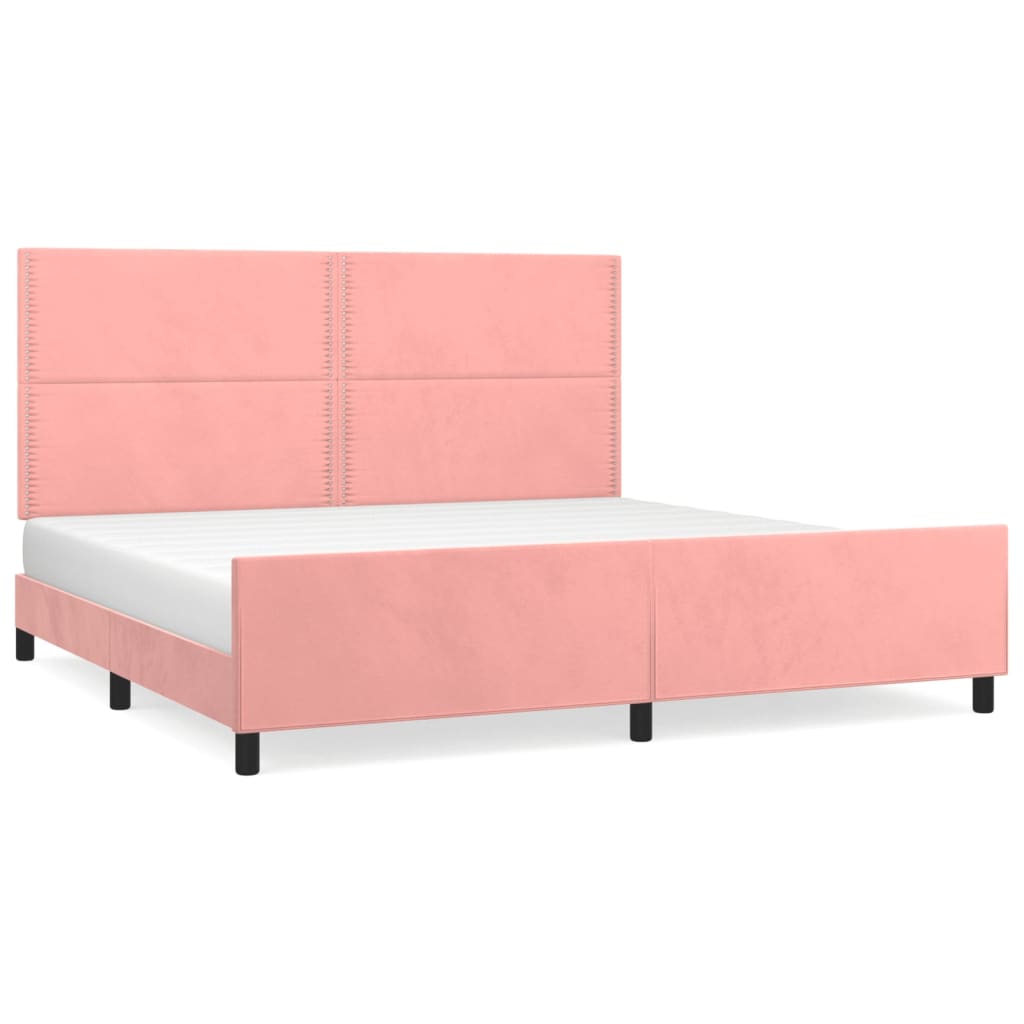 Thumbnail - vidaXL Bettgestell mit Kopfteil Rosa 200x200 cm Samt