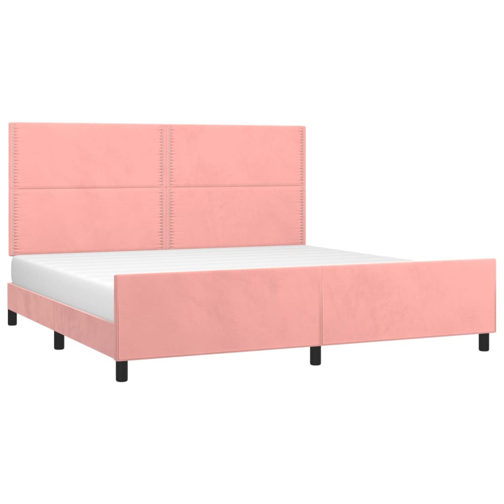 vidaXL Bedframe met hoofdeinde fluweel roze 200x200 cm afbeelding