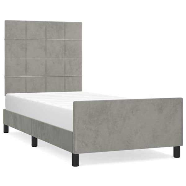 vidaXL voodiraam ilma madratsita, helehall, 80x200 cm, samet