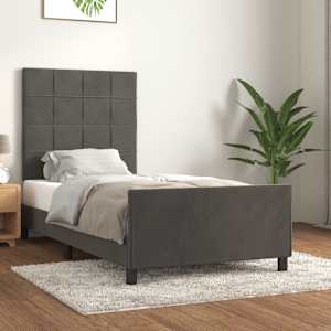 Rám postele bez matrace tmavě šedá 80 x 200 cm samet - obrázek 1