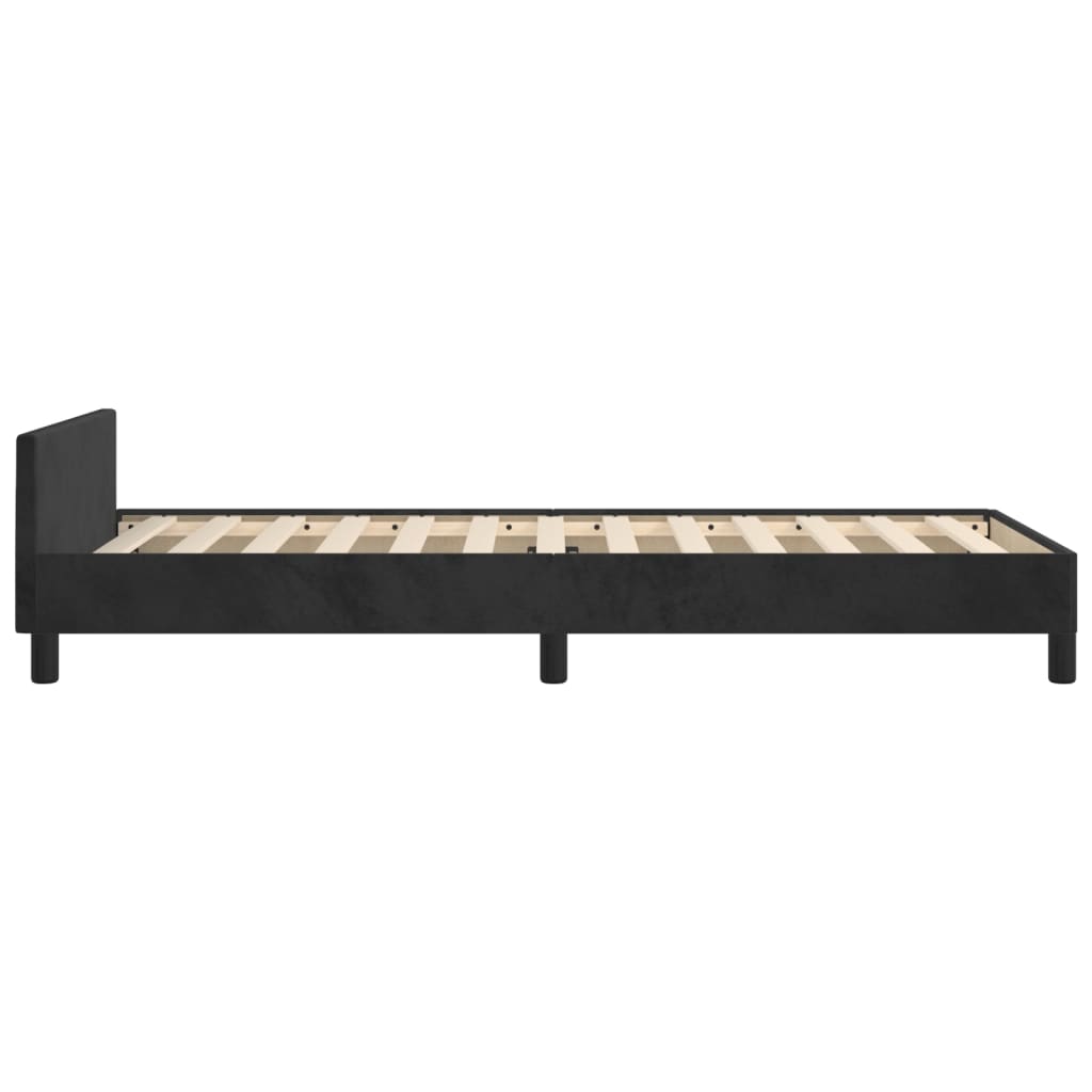 Cadru de pat cu tăblie, negru, 80x200 cm, catifea