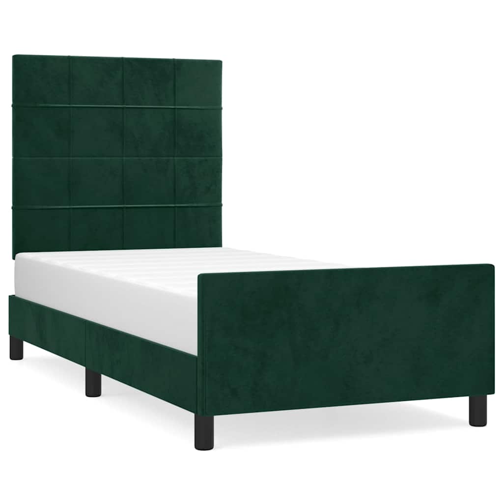 vidaXL Cadru de pat fără saltea, verde închis, 90x190 cm, catifea