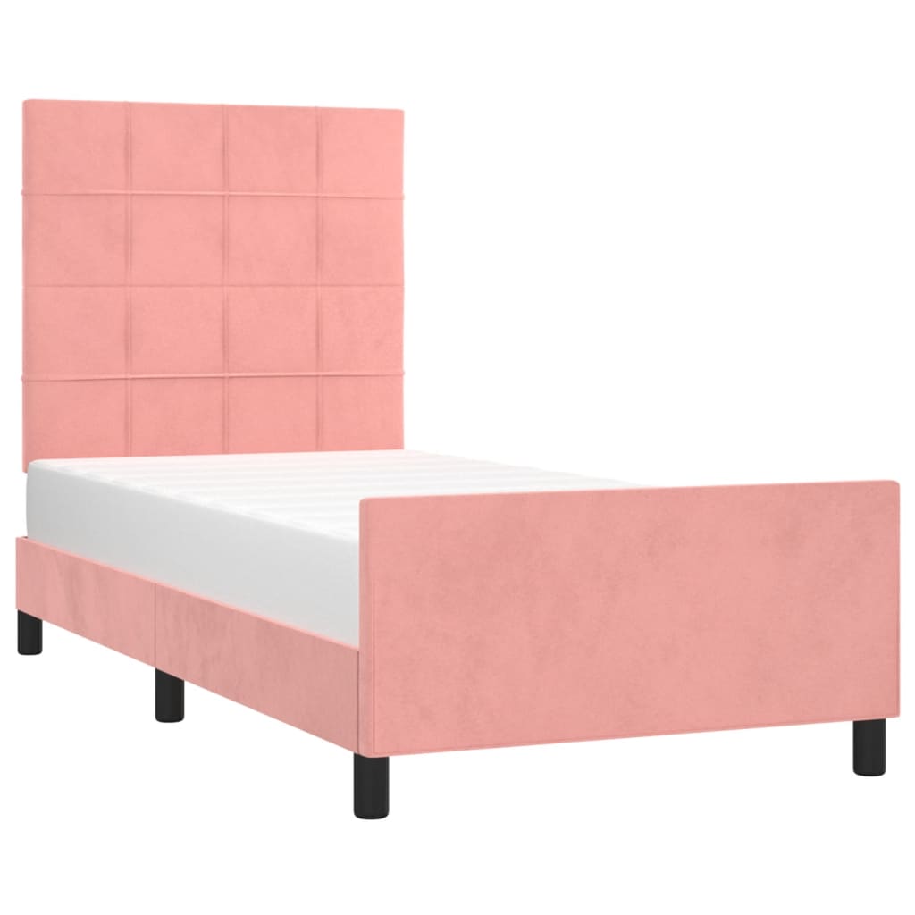 vidaXL Bedframe met hoofdeinde fluweel roze 90x190 cm afbeelding