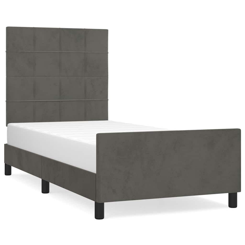 vidaXL Bedframe zonder matras 90x200 cm fluweel donkergrijs grijs, foto 3