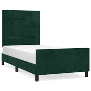 Rám postele bez matrace tmavě zelená 90 x 200 cm samet - obrázek 2