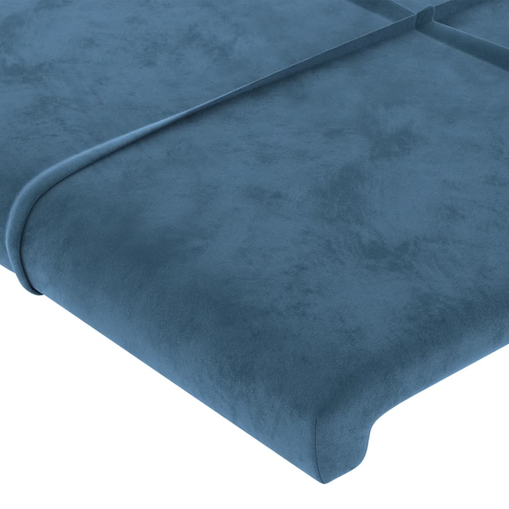 Cadru de pat cu tăblie, albastru închis, 90x200 cm, catifea
