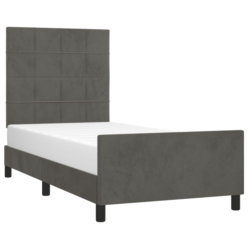 vidaXL Bedframe zonder matras 100x200 cm fluweel donkergrijs afbeelding
