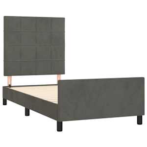Rám postele bez matrace tmavě šedá 100 x 200 cm samet - obrázek 4