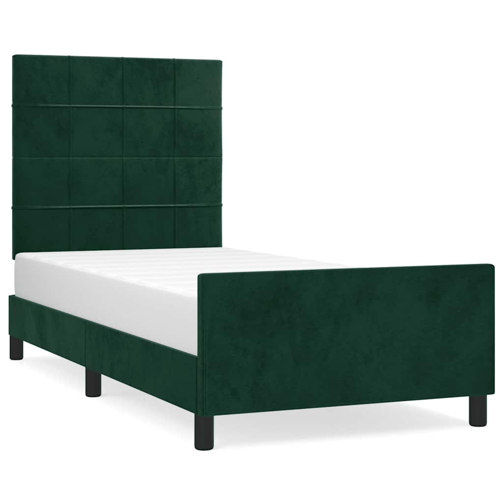 vidaXL Rám postele bez matrace tmavě zelená 100 x 200 cm samet