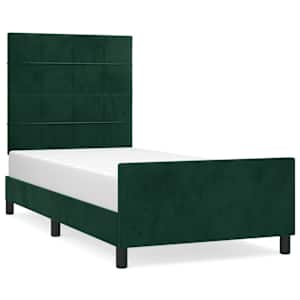 Rám postele bez matrace tmavě zelená 100 x 200 cm samet - obrázek 2
