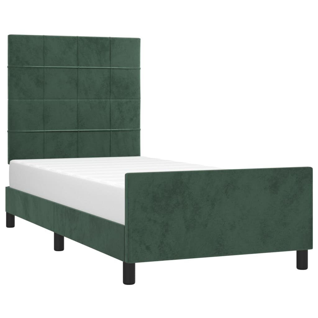 vidaXL Bedframe zonder matras 100x200 cm fluweel donkergroen afbeelding