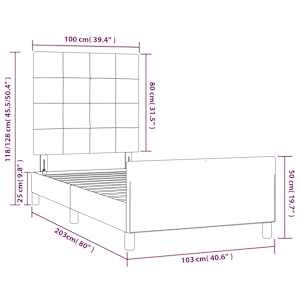 Rám postele bez matrace tmavě zelená 100 x 200 cm samet - obrázek 14