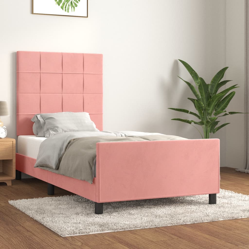 Rám postele s čelem růžový 100x200 cm samet