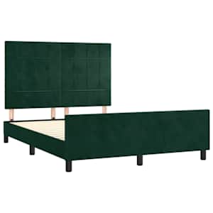 Rám postele bez matrace tmavě zelená 140 x 190 cm samet - obrázek 4