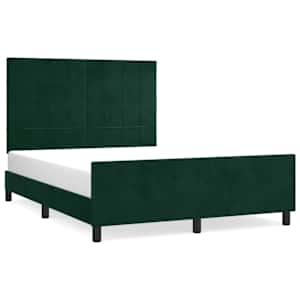Rám postele bez matrace tmavě zelená 140 x 200 cm samet - obrázek 2