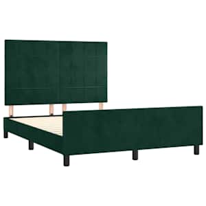 Rám postele bez matrace tmavě zelená 140 x 200 cm samet - obrázek 4