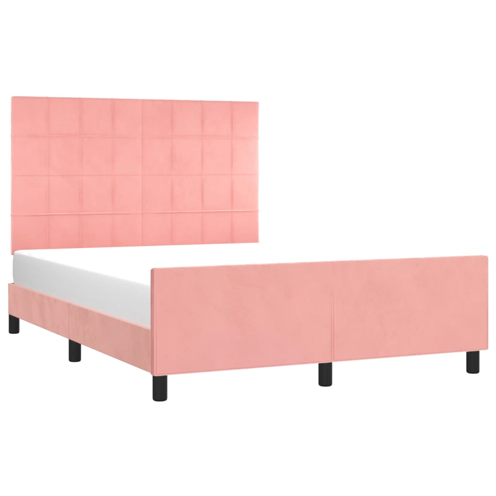 vidaXL Bedframe met hoofdeinde fluweel roze 140x200 cm afbeelding