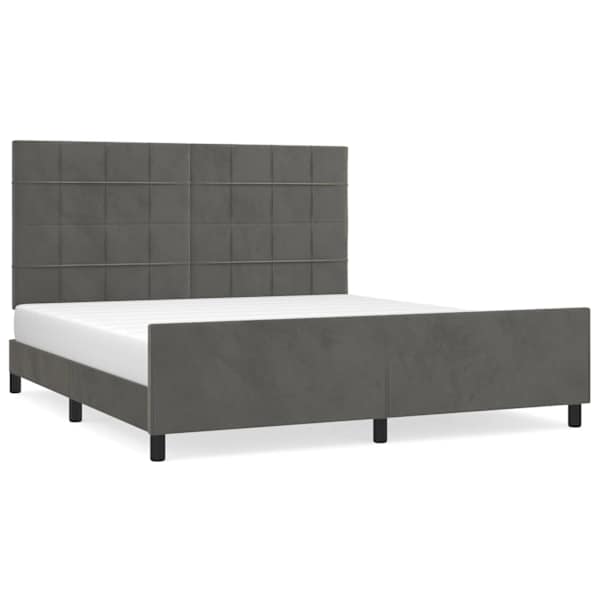 vidaXL voodiraam ilma madratsita, tumehall, 160x200 cm, samet