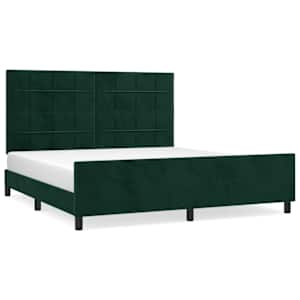 Rám postele bez matrace tmavě zelená 160 x 200 cm samet - obrázek 2