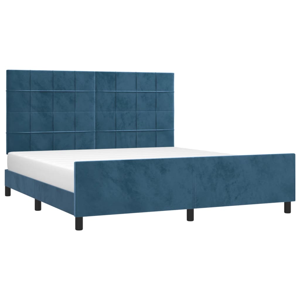 vidaXL Bedframe zonder matras 160x200 cm fluweel donkerblauw afbeelding
