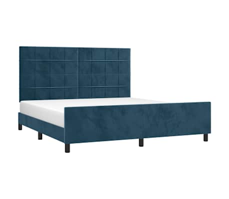 vidaXL Cadre de lit sans matelas bleu fonc&eacute; 160x200 cm velours