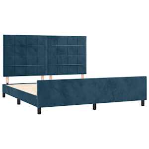 Rám postele bez matrace tmavě modrý 160x200 cm samet - obrázek 4