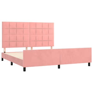 Rám postele s čelem růžový 160x200 cm samet - obrázek 4