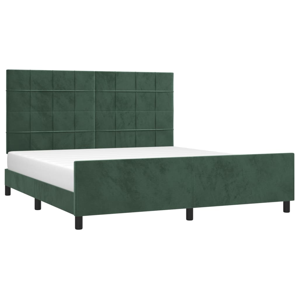 vidaXL Bedframe met hoofdeinde fluweel donkergroen 180x200 cm afbeelding