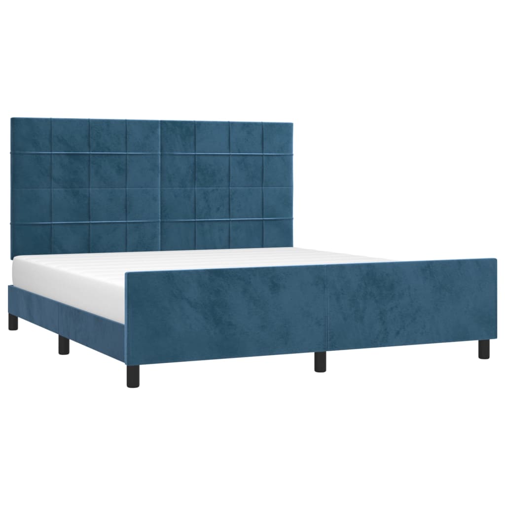 vidaXL Bedframe met hoofdeinde fluweel donkerblauw 180x200 cm afbeelding