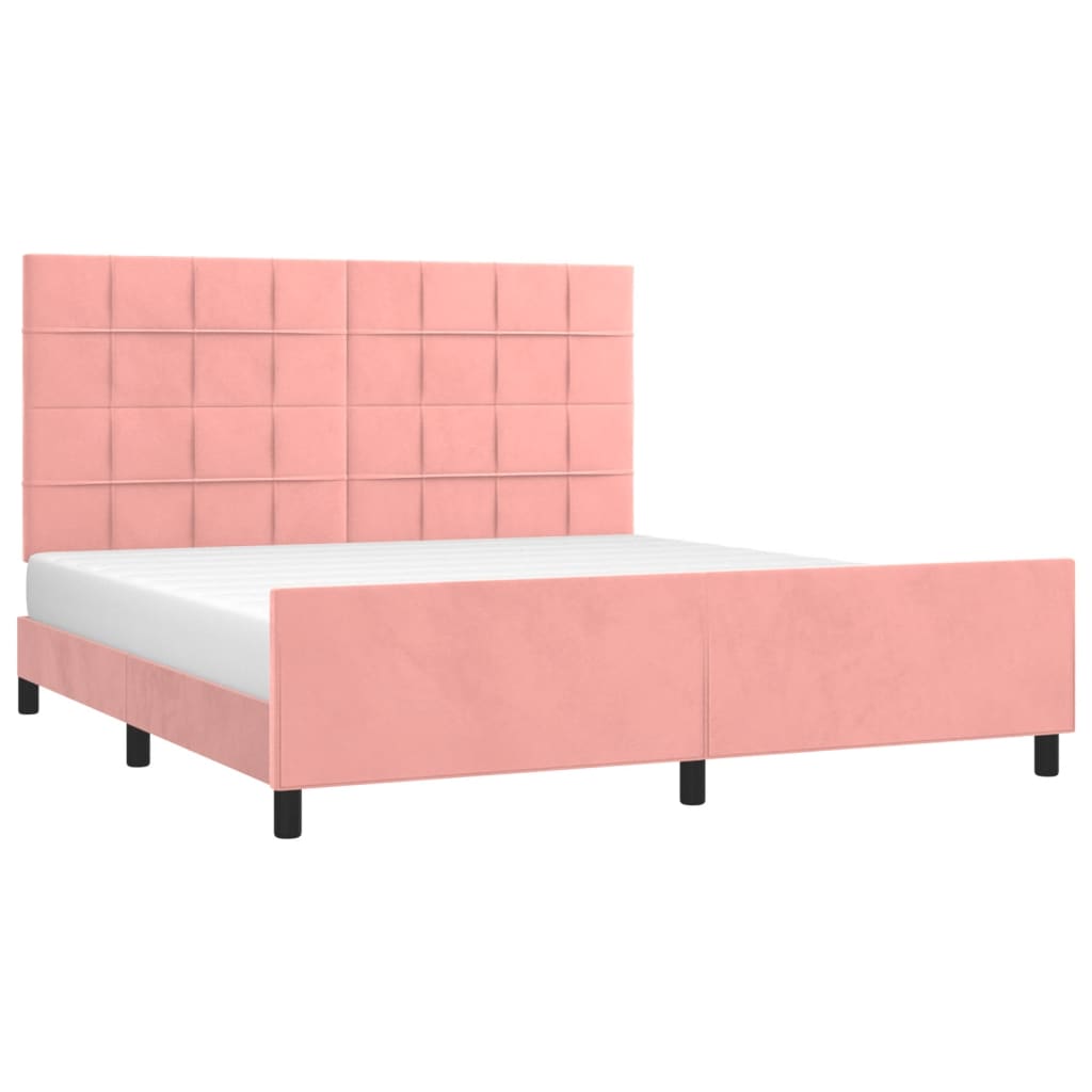vidaXL Bedframe met hoofdeinde fluweel roze 180x200 cm afbeelding