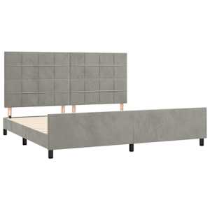 Rám postele bez matrace světle šedý 200 x 200 cm samet - obrázek 4