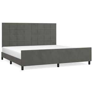 Rám postele bez matrace tmavě šedý 200 x 200 cm samet - obrázek 2