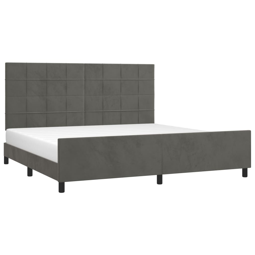 vidaXL Bedframe zonder matras 200x200 cm fluweel donkergrijs afbeelding