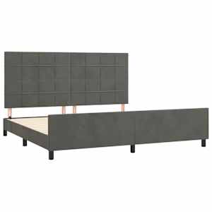 Rám postele bez matrace tmavě šedý 200 x 200 cm samet - obrázek 4