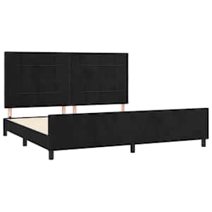 Rám postele bez matrace černý 200 x 200 cm samet - obrázek 4