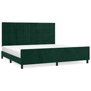 Rám postele bez matrace tmavě zelená 200 x 200 cm samet - obrázek 2