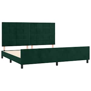 Rám postele bez matrace tmavě zelená 200 x 200 cm samet - obrázek 4