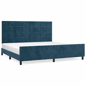 Rám postele bez matrace tmavě modrý 200x200 cm samet - obrázek 2