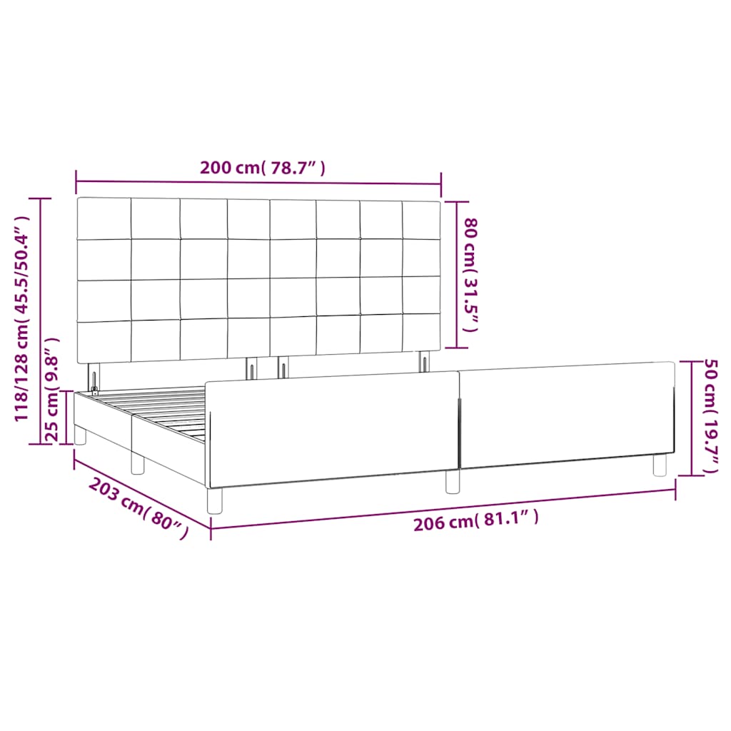 Rám postele bez matrace tmavě modrý 200x200 cm samet - obrázek 14