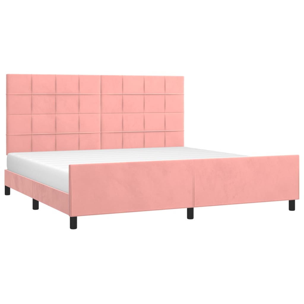 vidaXL Bedframe met hoofdeinde fluweel roze 200x200 cm afbeelding