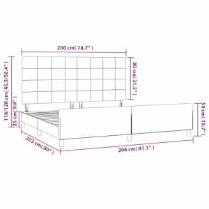 Rám postele s čelem růžový 200x200 cm samet - obrázek 14