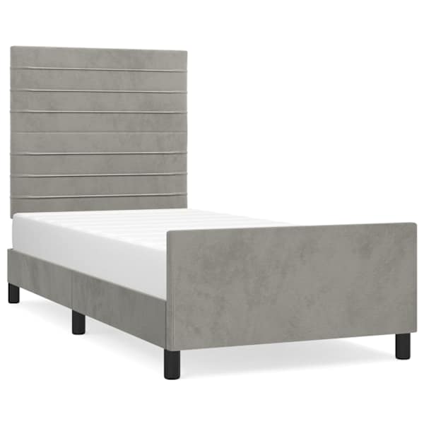 vidaXL voodiraam ilma madratsita, helehall, 80x200 cm, samet
